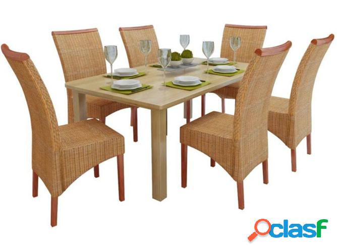 Conjunto 6 Sillas de Comedor VIDAXL 274203 Mimbre Natural