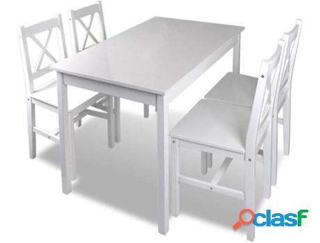 Conjunto VIDAXL 5 Piezas (Blanco - Madera - 39 x 41 x 85.5