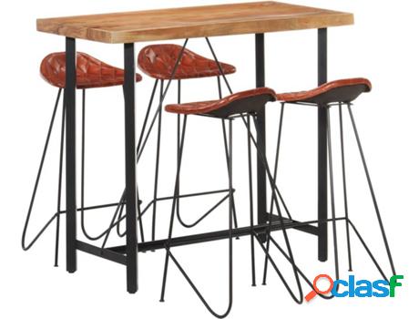 Conjunto de Bar VIDAXL 5 Piezas (Marrón - Madera - 120 x 60