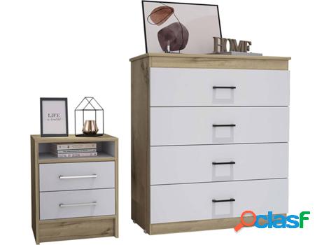 Conjunto de Dormitorio TUHOME Eter (Marrón y Blanco -