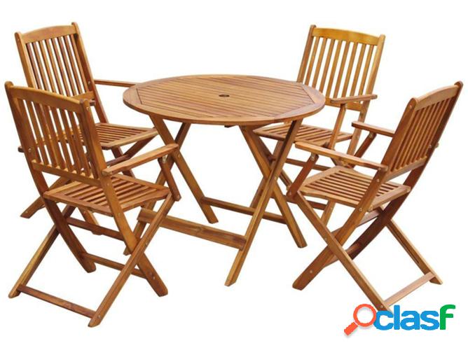 Conjunto de cenar plegable para jardín VIDAXL Madera de