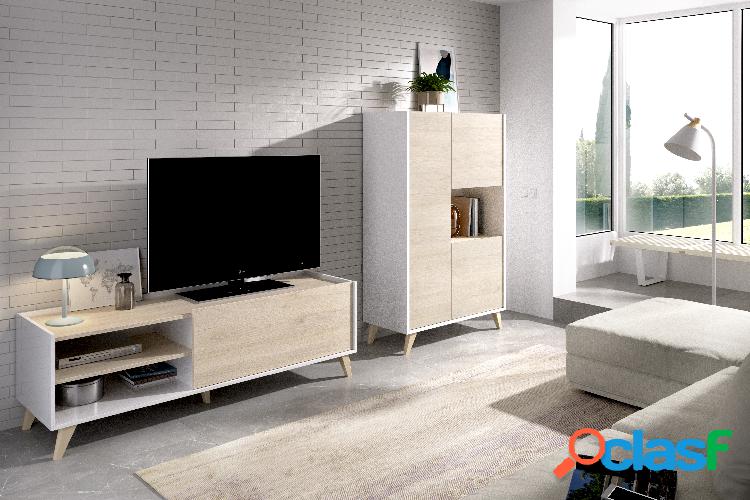 Conjunto de muebles de salón Dekit Ness 5 Blanco Natural