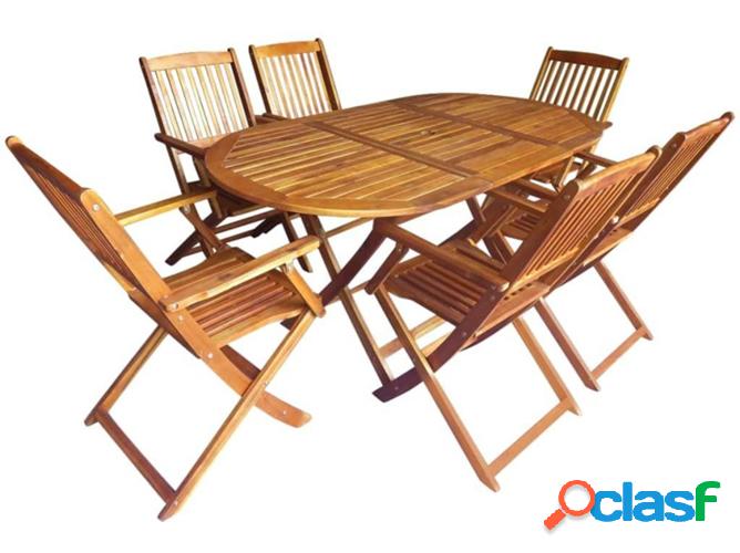 Conjunto plegable de cenar exterior VIDAXL acacia maciza (7