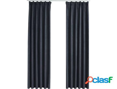 Cortinas Opacas con Ganchos VIDAXL 2 Piezas Gris Antracita
