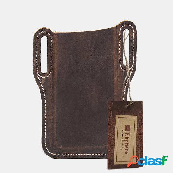 Ekphero Hombres Piel Genuina 7.2 Inch EDC Retro Teléfono