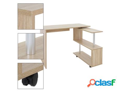 Escritorio Con Cuatro Ruedas 150X88X75 cm Natural Mdf