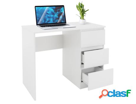 Escritorio Con Tres Cajones 90X76X50 cm Blanco Madera