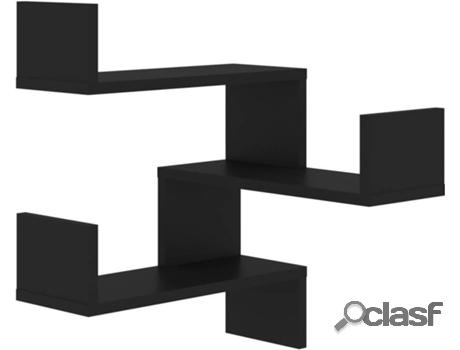 Estantería de Esquina VIDAXL (Negro - Madera Aglomerada -
