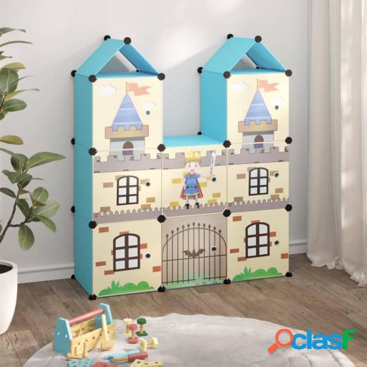 Estantería infantil de cubos con 8 compartimentos azul PP