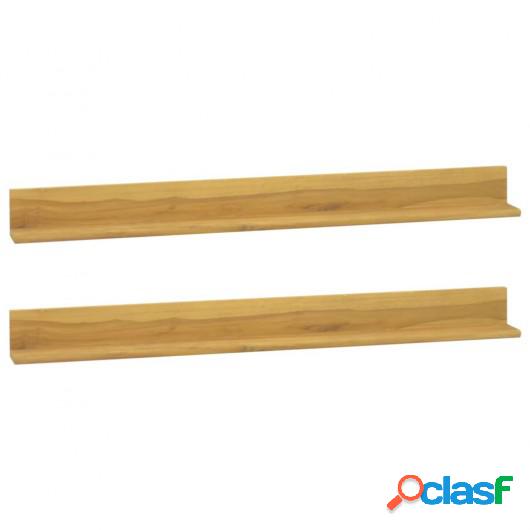 Estantes de pared 2 unidades madera maciza de teca 110x10x10
