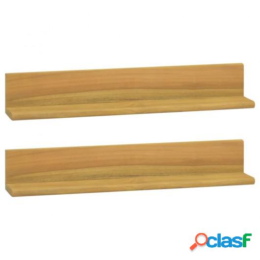 Estantes de pared 2 unidades madera maciza de teca 60x10x10