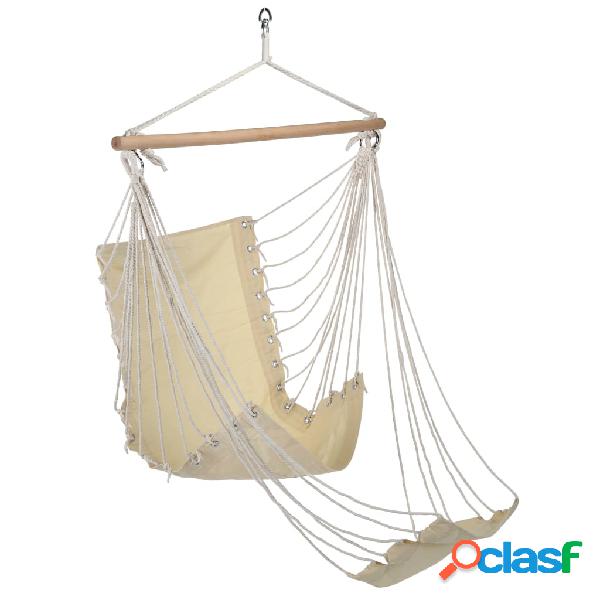 HI Hamaca silla con reposapiés lona de algodón beige
