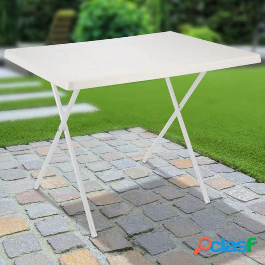 HI Mesa de camping plegable y ajustable blanca 80x60x51/61