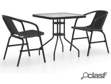 Juego de Comedor de Jardín VIDAXL (Negro- Plástico- 70 x