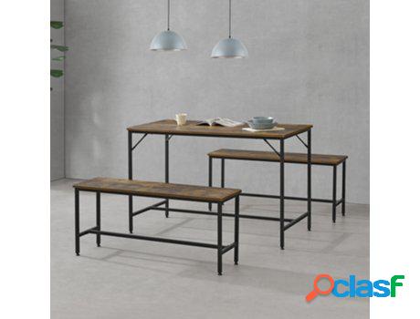 Juegos de Comedor [EN.CASA] Negro/Efecto Madera Tono Oscuro