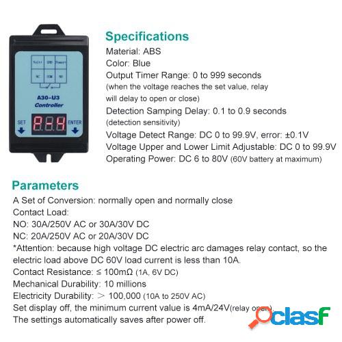 KKmoon DC 6 ~ 80V Relé de monitoreo de voltaje Relé de