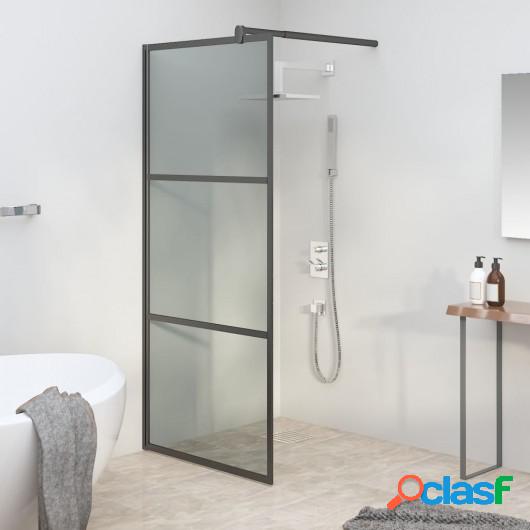 Mampara de ducha accesible vidrio ESG oscuro negro 80x195 cm