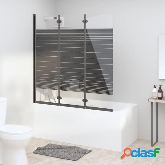 Mampara de ducha plegable de 3 paneles ESG negro 130x130 cm