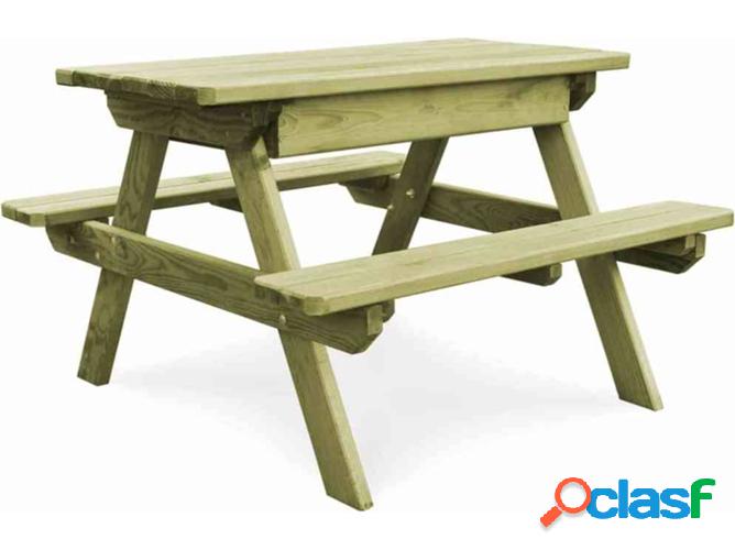 Mesa con bancos para picnic VIDAXL pino impregnado (90x90x58