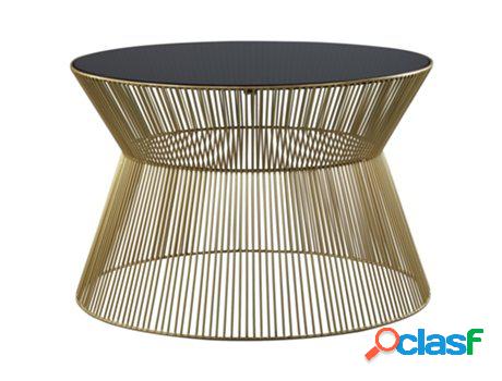 Mesa de Centro 72X48 cm Metal Dorado/Negro Y Cristal