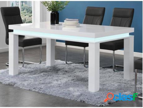 Mesa de Comedor VENTE UNIQUE (Blanco - Madera - 77x160x90