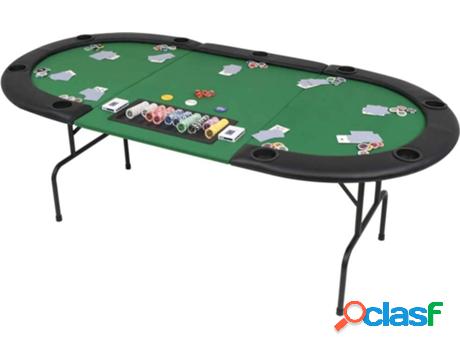 Mesa de Póquer VIDAXL Plegable (Verde - Tablero DM - 206 x