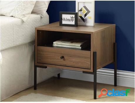 Mesita de Noche VENTE UNIQUE Dobson (Nogal - MDF y Painel de