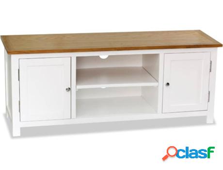 Mueble de TV VIDAXL (120x35x48cm - Madera Maciza - Blanco)