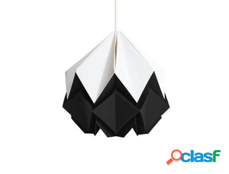 Pantalla de lámpara de origami en papel blanca y negra -