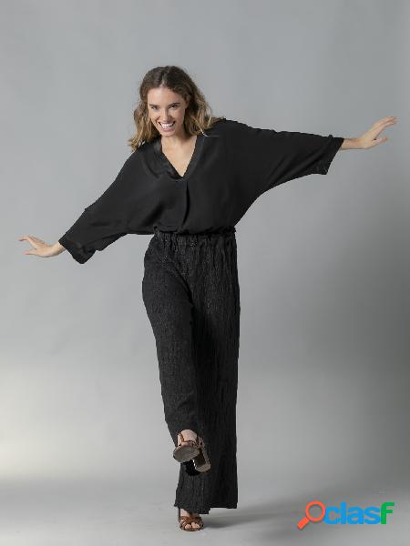 Pantalón cintura elástica tejido trendy Negro