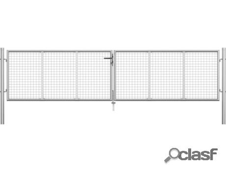 Puerta de Jardín VIDAXL (Gris - Acero Galvanizado - 415x125