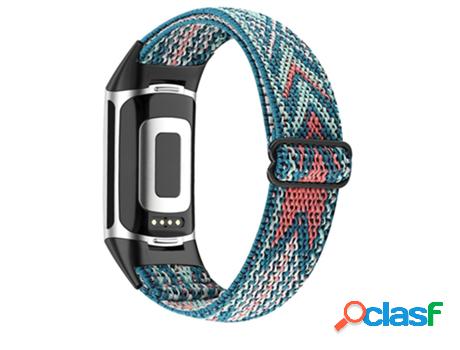 Pulsera Fitbit Charge 5 Con Patrón Trenzado Azul / Naranja