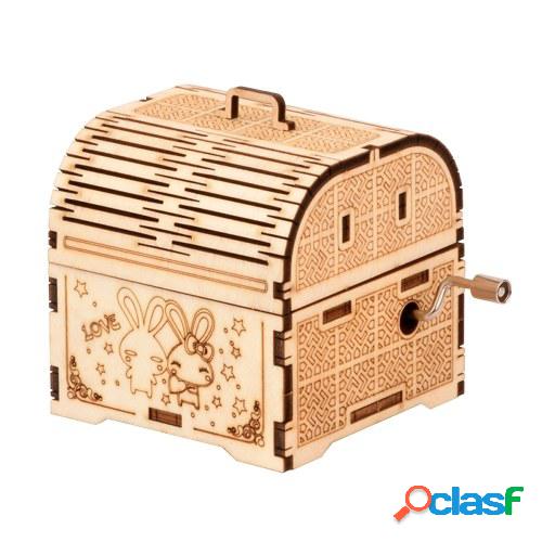 Rompecabezas de madera 3D Caja de música Manivela Caja de