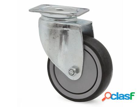 Rueda giratoria agila+ aro de goma ø100 plástico zincado