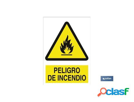Señal adhesivo 148x105 mm. peligro de incendio