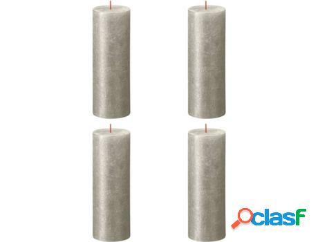 Set 4 velas BOLSIUS Shimmer Champán (Plata - Duración: