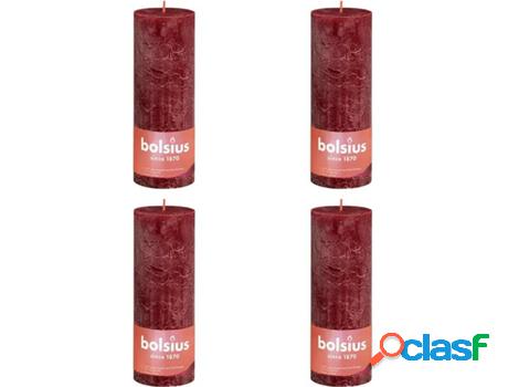 Set 6 Velas BOLSIUS Shine Terciopelo (Rojo - Duración: 85h)