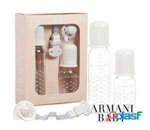 Set biberones y chupete bebé armani blanco