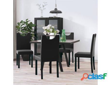 Silla de Comedor VIDAXL (Negro - Cuero Artificial - 42x50x94