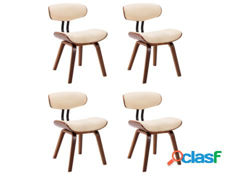 Sillas de Comedor VIDAXL 4 Unidades Madera Curvada y Cuero