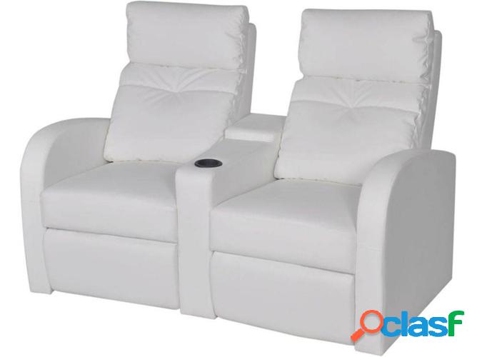 Sillón 2 plazas VIDAXL reclinable cuero artificial blanco