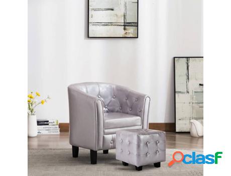 Sillón VIDAXL 248020 Cuero Artificial Plateado