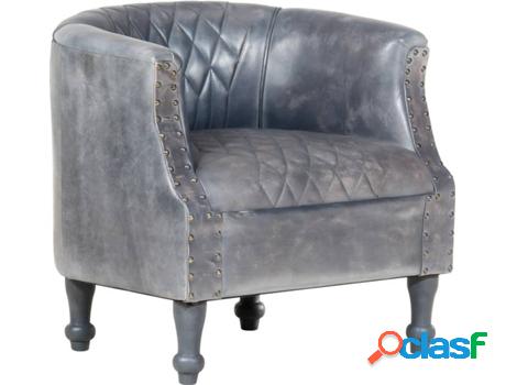 Sillón VIDAXL Con Diseño De Cubo Cuero Auténtico Gris