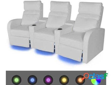 Sillón VIDAXL Reclinable LED 243597 Cuero Artificial Blanco