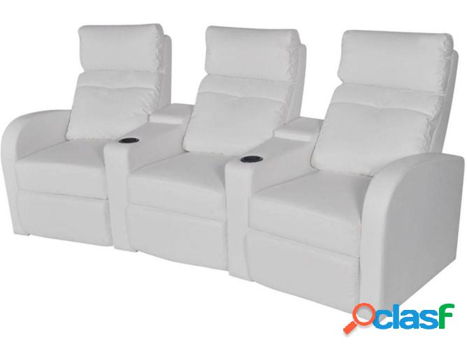 Sillón VIDAXL reclinable 3 plazas cuero artificial blanco