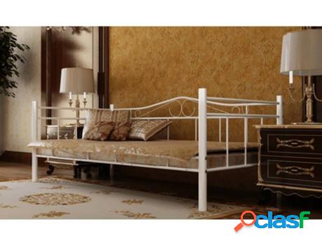 Sofá Cama + Colchón VIDAXL (Blanco - Metal - Compatible