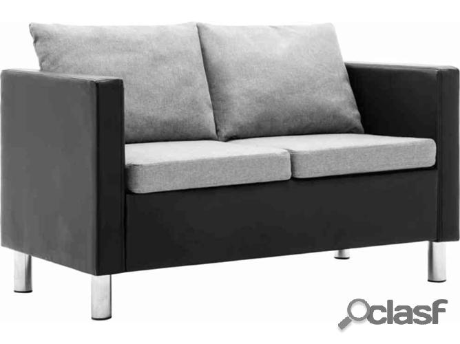 Sofá VIDAXL 2 plazas en cuero artificial negro y gris claro