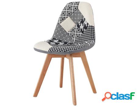 Stella-Silla Escandinava Tela Patchwork Negro Patas De Haya