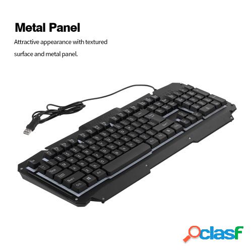 Teclado USB con cable Rainbow retroiluminado con teclas de