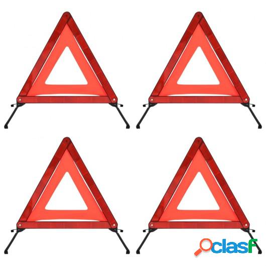 Triángulos de advertencia de tráfico 4 uds rojo 75x75x100